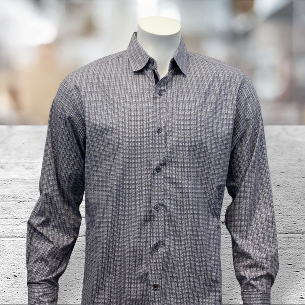 English Laundry Gray Geometric Design Shirt Medium
